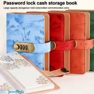 JENNIFERDZ Savings Challenge Binder, PU Password Lock Fixed Deposit Book, Easy Vintage Multi Pockets