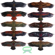 Layang-layang elang datar 1.1M, dengan garis layang-layang 30 Meter layangan burung terbang Windsock mainan luar ruangan taman kain hadiah mainan untuk anak-anak