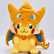 LUDEOU Mũ Pokemon Pikachu Vui Nhộn 22Cm Kèm Charizard Đồ Chơi Nhồi Bông Mềm Búp Bê Động Vật Quà Tặng