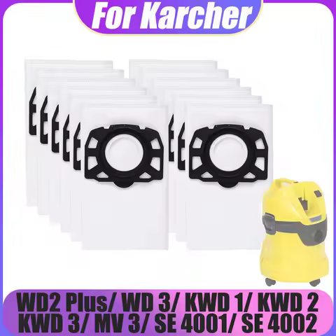 Dust Bags Kit Compatible with Karcher WD2 Plus, WD 3, KWD 1, KWD 2, KWD 3, MV 3, SE 4001, SE 4002 Ro