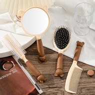 Set of 4 mirror details with scalp massage comb in cute milk coffee color [CODE B109](T1-KHO3) BIXTI