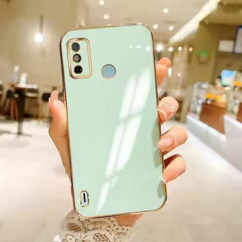 Tecno Spark 6 Go KE5j KE5k Case Plating Silicone TPU Bumper Back Cover Shockproof Soft Phone Case fo