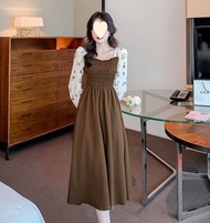 ZLORE - DRESS JUMBO - DR86 Midi Dress Korea Wanita Motif Lengan Bunga Dada Stretchy
