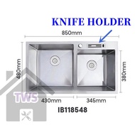 <<I-BORN FRANCE>> HANDMADE KITCHEN SINK STAINLESS STEEL 304 WITH KNIFE HOLDER