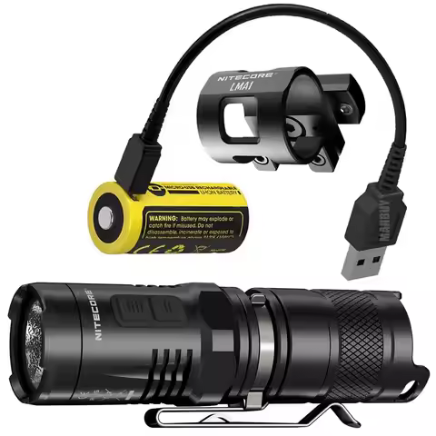 Nitecore MT10C 920LM LED Torch+ LMA1 Helmet Mount + NL169R USB-C Charging Port Rechargeable Battery 