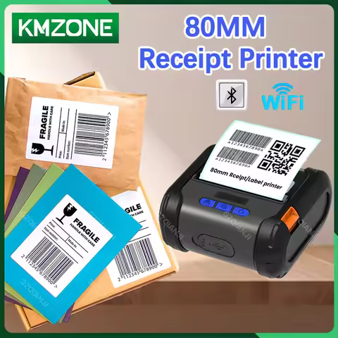 Portable Thermal Label Receipt Printer 80mm 2 in 1 USB WIFI Bluetooth Sticker Printing Machine Suppo