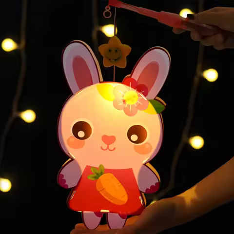 1 Set Kids Handheld Cartoon Music Lantern DIY Craft Kits Mid Autumn Festival Lantern Making For Indo
