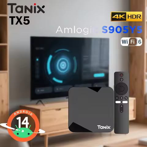 Android 14 Tanix TX5 TV Box Amlogic S905Y5 Smart TV Box Support 2.4G&5G Wifi6 BT 4K@60fps HDR10+ Med