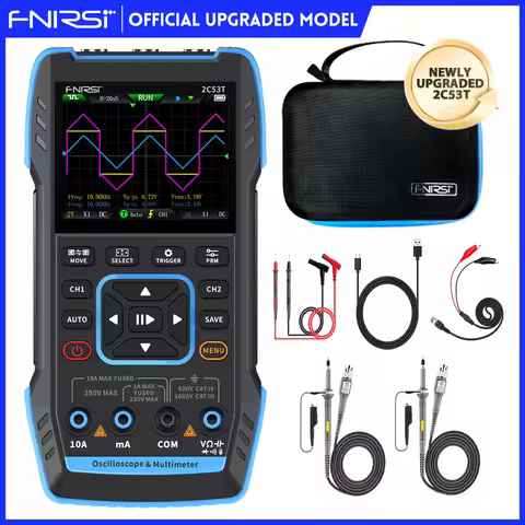 FNIRSI 2C53T Upgraded Handheld Oscilloscope, 50MHz Bandwidth, 3IN1 Digital Oscilloscope Multimeter D