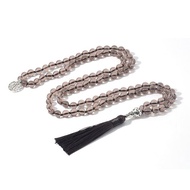 ZZOOI Rttooas Mala Beads 108 Necklace for Women Natural Stones Smoky Quartz Beads Buddha Prayer Neck