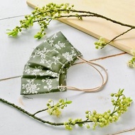 煙燻玫瑰系 深綠色 手工立體口罩 可洗滌 日本製純棉紗布 成人