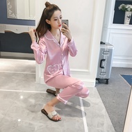 baju perempuan~baju tidur plus size~ Ready Stock in Malaysia SBF PLUS size M-XXL Satin Long Sleeve Pajamas Baju Tidur S