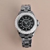 Chanel Women's Watch J12 Series Black Ceramic Diamond Ring Swiss ETA956.612 Quartz Movement Watch 33
