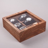手錶收納盒木製珠寶盒附機玻璃蓋雕刻展示櫃