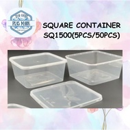 SQ1500 Square Disposable Plastic (5pcs)(50pcs) / Food Container / Bekas Petak 1500ml