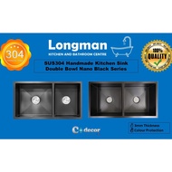 LONGMAN CODECOR SUS304 Stainless Steel Handmade Kitchen Sink Nano Black Series -Thicker, Deeper, Hea