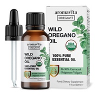 AROMAVITA Oregavit Wild Oregano Oil - 100% Pure Undiluted Oil of Oregano - 86-90% Carvacrol, High Po