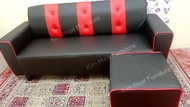 FREE STOOL PVC Sofa Set Kim Huat Furniture Seller Own Delivery PVC 3 seater sofa + stool L Shape / F