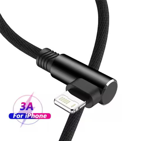 90 Degree USB Cable For iPhone 14 13 12 11 Pro Max X XR 6s 7 8 Plus 2m 3m Lead Mobile Phone Fast Cha