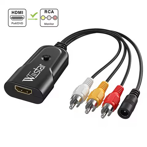 Wiistar HDMI to AV RCA Video Converter Box HDMI2AV HDMI to RCA Male 1080P NTSC/PAL for PC HDTV PS3 V