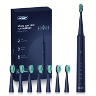 Electric Toothbrush for Adults with 8 Brush Heads Deep Clean with Rechargeable Power and 2 Min Smart