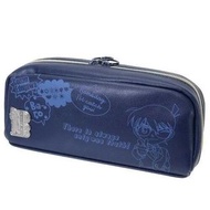 名偵探柯南 日版 文具 仿皮 筆袋 化妝包 收納袋 儲物袋 小物袋 雙拉鍊 江戶川柯南 圖案 (藍色)