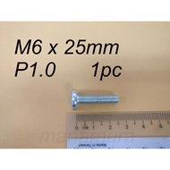 Pan Head Machine Screw M6 x 25mm Pitch P1.0 (1pcs) Screw M6 x 25