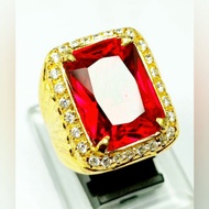 MERAH GENUINE SIAM RED STONE RING Cincin Lelaki Cincin Perempuan Cincin Silver 926 Original
