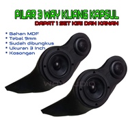 Pilar 3 Way Mobil Kijang Kapsul (Ukuran 3Inch ada lubang tweeternya kosongan tanpa Speaker) warna bi