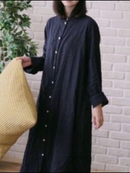Kinoko 日牌 無印良品 muji 風格 二重紗改良式中山領襯衫洋裝