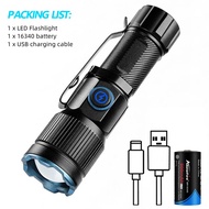 Alonefire X67 Zoom chùm trắng ánh sáng dài khoảng cách đèn pin mini Loại-C có thể sạc qua USB xách t