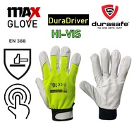 MaxGlove Duradriver Hi-Vis Goat skin Glove Size 6-11 EN388