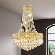 Luxury Gold Crystal Light Ceiling Chandelier Pendant Lamp Crystal Lampu Kristal Gantung Lampu Candel