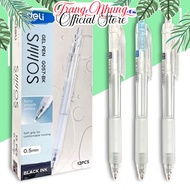 Set of 03 Office Ballpoint Pens Black Gel Ink Deli A057 / G057 Nib 0.5mm S206