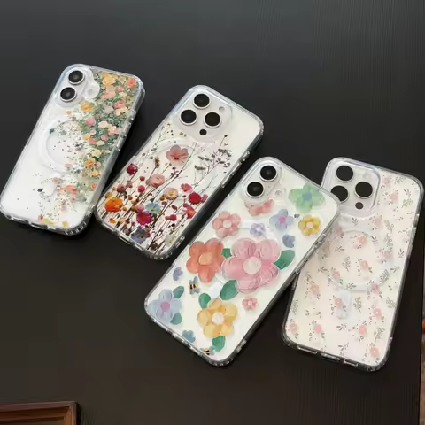 Case For Samsung Galaxy Flip 7 6 5 4 3 Edge S25 Ultra S24 S23 FE Plus cover Flower Y2K Magnetic Wire