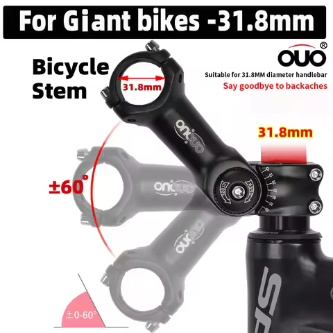 OUO Adjustable Bike Stem 31.8mm Mtb Handlebar Stem Riser For Giant OD2 31.8mm Fork tube 0-60 Degree 