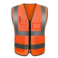 Reflective Safety Vest Mesh Breathable Pocket Yellow Jacket Construction Site Traffic Clothing Print