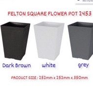 🥰🥰(313) FELTON 2453/2505, Pasu Bunga, Square Height Flower Pot FREE Saucer S saiz, TERMURAH DI SHOPE