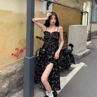 Split Floral Dress for Women - Elegant Summer Suspender Dress