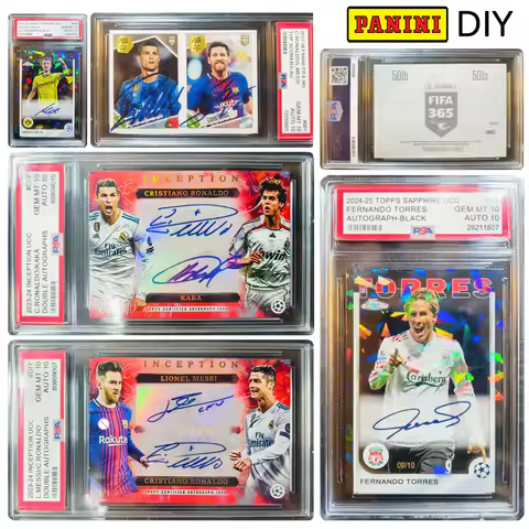 PANINI DIY homemade Messi Ronaldo FERNANDO TORRES Refractive Glitter Rated Collectible Card Brick Bo