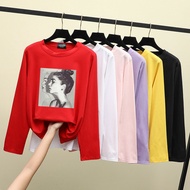 ❄ S-3XL 8 Color ❄ Plus Size 2020 Korean Long Sleeve T-shirt Blouse Baju Women Autumn Summer Loose Oversized Cool Girl Printing Lengan Panjang Perempuan Tshirt Shirt Cloth Kemeja Labuh Viral Bigsize Ulzzang Unisex Winter Tops Clothes Clothing 1178