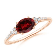 Angara Natural Garnet Classic Ring for Women in Sterling Silver/14K Solid Gold| January Birthstone J