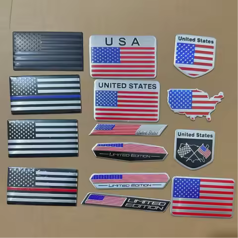 1X New 3D Aluminum USA US Flag Emblem Badge Logo Car Sticker USA Map Decal for Car Body Window Motor