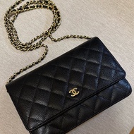 全新Chanel woc 黑金荔枝皮