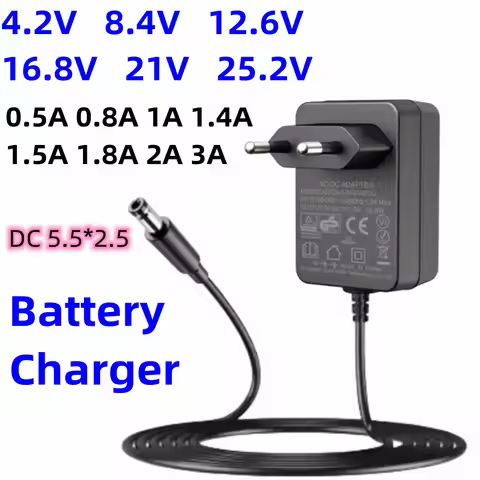 Lithium Battery Charger 4.2V 8.4v 12.6V 16.8V 21V 25.2v 0.5a 0.8A 1A 1.4a 1.5a 1.8 2A 3A 18650 Desk 