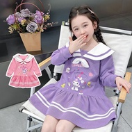 Pakaian Puteri Gadis Kecil Pakaian Kuromi Musim Bunga Musim Gugur Pakaian Kanak-kanak Kolar Tentera 