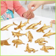 Sea Creature Toys Gold Sea Animal Model Decor Sea Animal Figures Model Toys for Toddler Educational 
