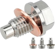 abczok 1 Pcs M12x1.75mm Stainless Steel Engine Magnetic Oil Drain Plug with 6 Pcs Gaskets fit for Bu