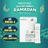 Nature's Key White Tomato Collagen Powder Vitamin C E Biotin, Strawberry, 15 Sachets