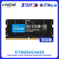 Crucial DDR5 RAM 8GB (1x8GB) 5600Mhz Unbuffered SODIMM Laptop Memory CT8G56C46S5 itw